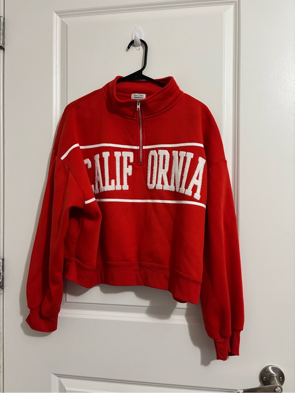 California Half-Zip Crop Sweatshirt - Red